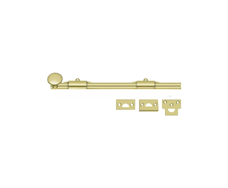 Deltana 12SB3 12" Surface Bolt; Heavy Duty; Bright Brass Finish, Bright Brass