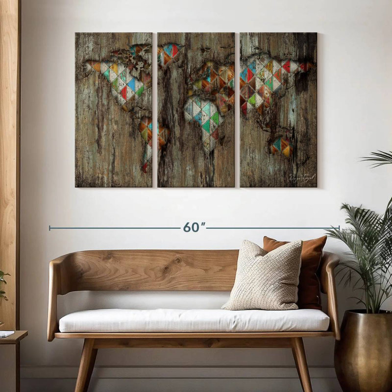 Aliaz My Geometric World Map, 32" H x 50" W
