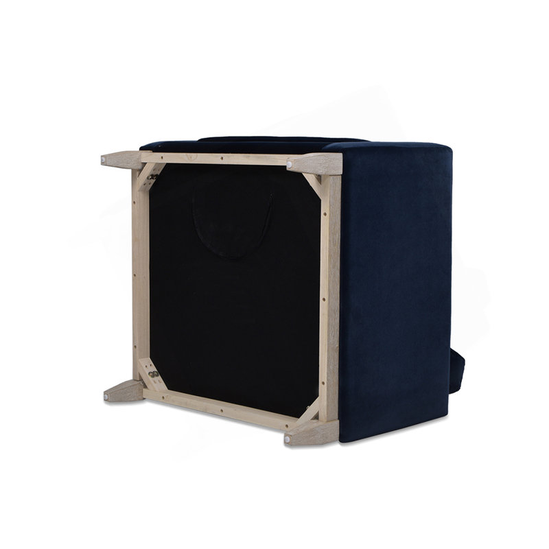 Chaise avec accoudoirs de style campagne moderne 36 po, velours performance bleu marine foncé, Bleu marine foncé