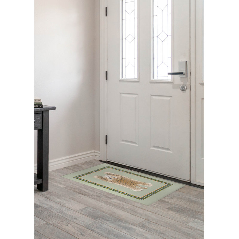 Lil Lying Leopard Indoor Doormat, Sage, 24" W x 36" L