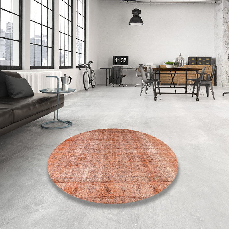 Tapis décoratif en laine rouge Sibert, Rond 6 pi