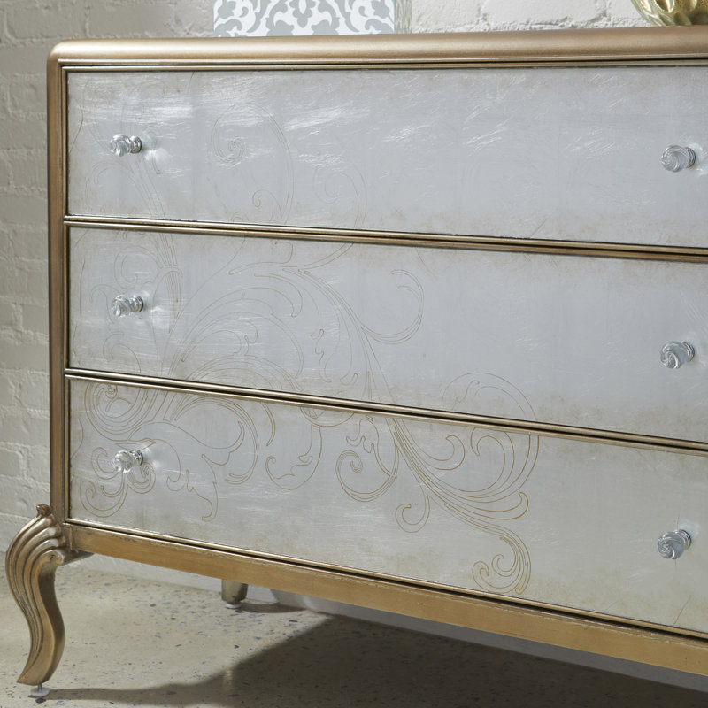 Silver and Gold Eglomise 4-Drawer Glam Chest