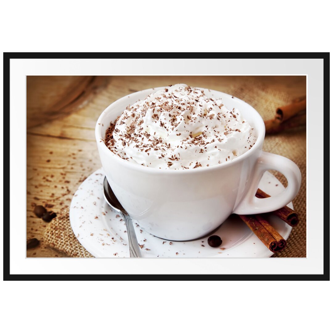 Gerahmtes Poster Kaffee mit viel Creme