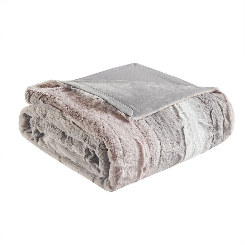 Jeté en fausse fourrure luxueusement doux, Gris