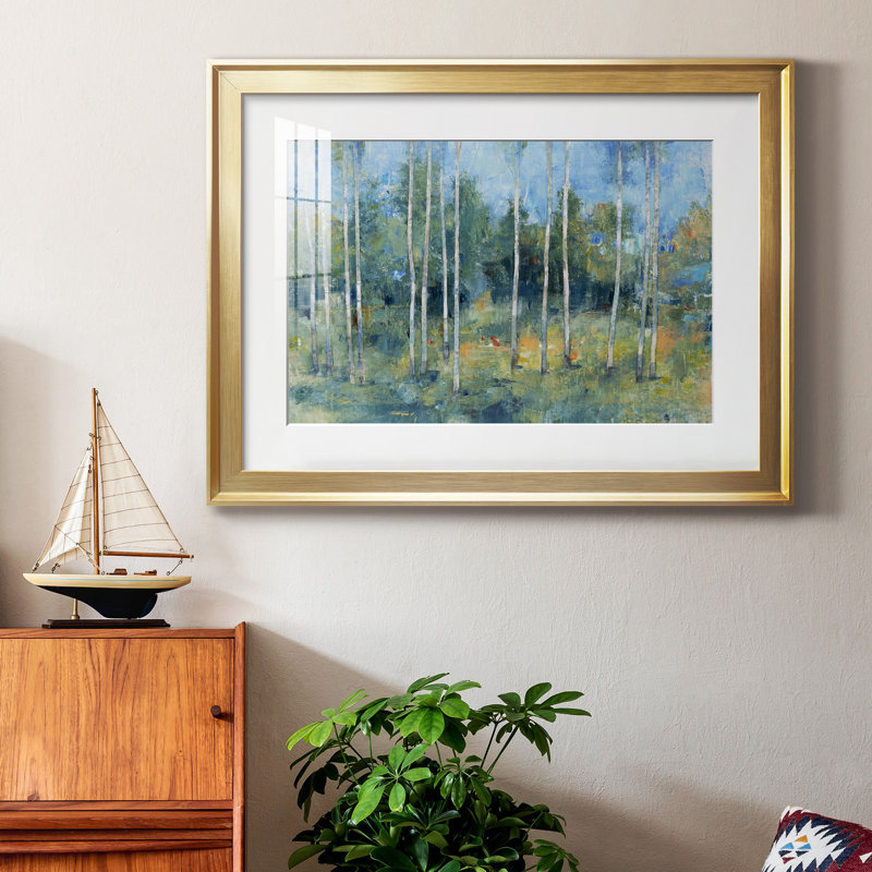 Woodland View I, reproduction encadrée de qualité supérieure - prête à être accrochée, Cadre doré, Blanc