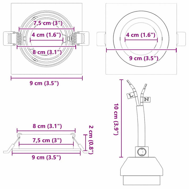 Spotlight Aluminium Recessed Lights Modern Ceiling Lighting Indoor Task, Black