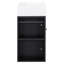 Meuble-lavabo compact et moderne, panneau de fibres à densité moyenne noir avec détails dorés pour les petits espaces