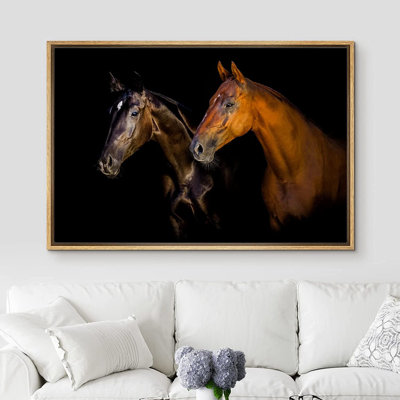Courir les chevaux IDÉE4WALL, reproduction d'art sur toile encadrée, brun, désert du sud-ouest, chevaux, animaux, photographie, nature, réalisme, paysage rustique, portrait, faune, campagne, salon, chambre à coucher, bureau
