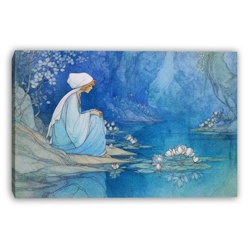 Art mural sur toile Lotus, 16"W x 12"H x 1"D