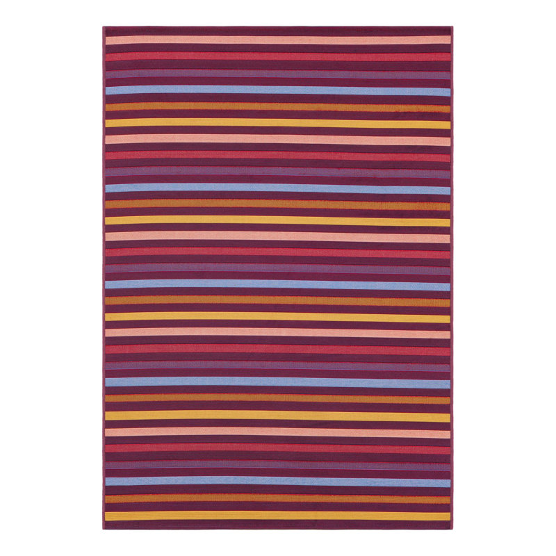 Tapis intérieur / extérieur en polypropylène tissé à la machine à rayures bleues / rouges Grierson
