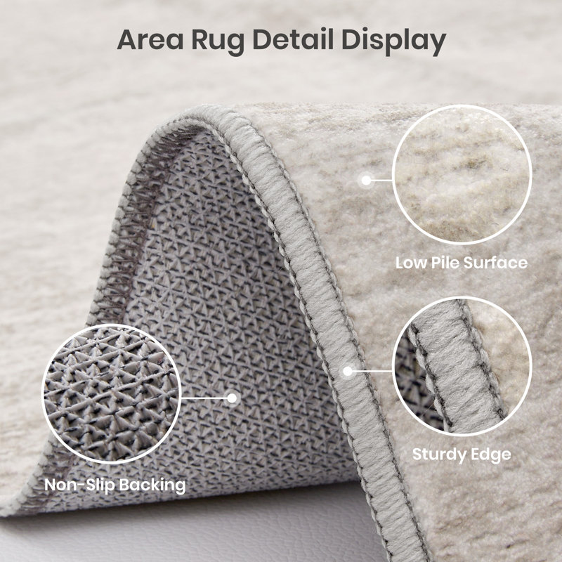 Tapis lavable à rayures rétro antidérapant, Beige, Round 8'