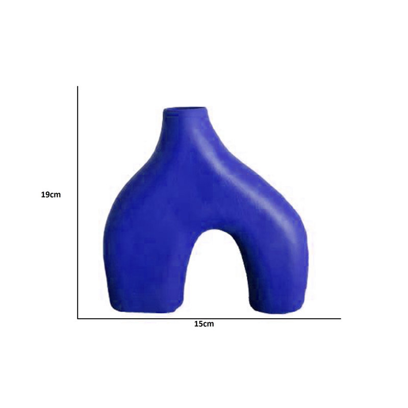 Coye Ceramic Table Vase, 19cm H x 15cm W x 4cm D, Navy Blue