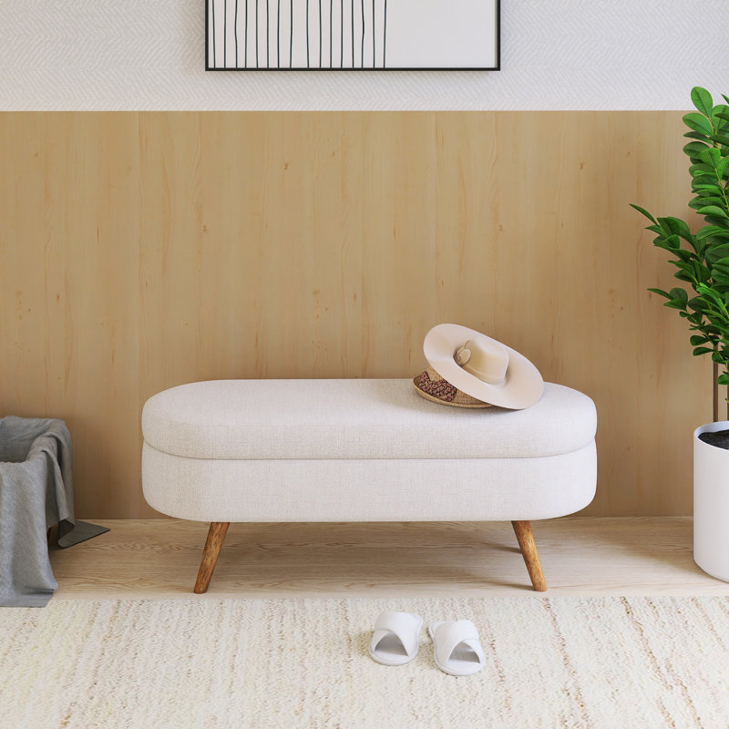 43,5 po Repose-pieds rectangulaire avec rangement beige