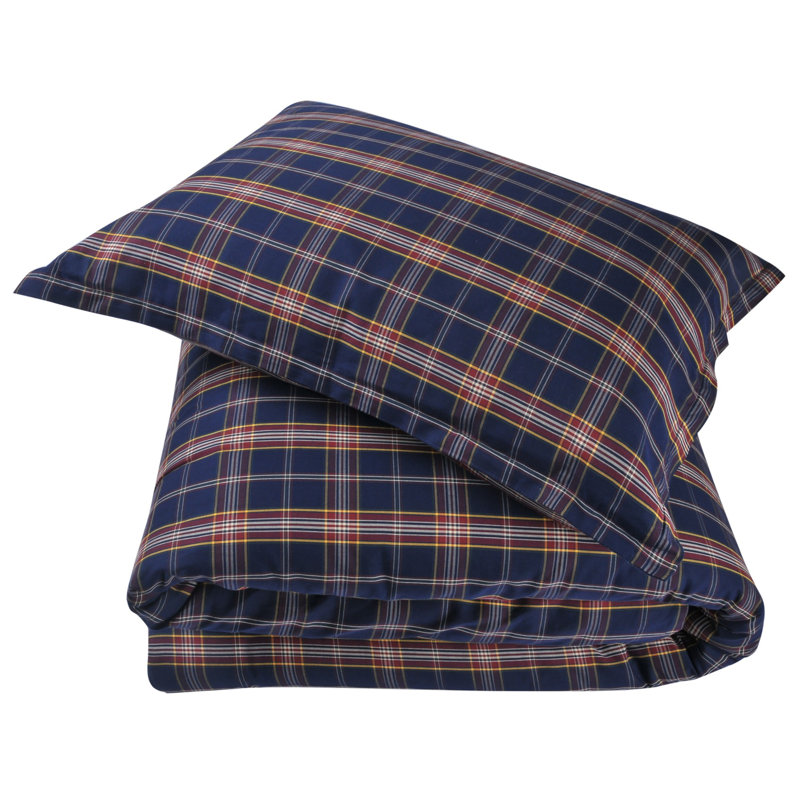 Ensemble de housse de couette 100% coton bleu foncé / rouge / jaune Bittner, 94" x 87" Duvet Cover + 2 Standard Pillowcases
