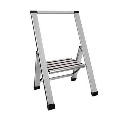Échelle moderne à 1 marche en aluminium Sorfey Léger, profil ultra-mince, marches antidérapantes, robuste et portable pour la maison, le bureau, la cuisine, la photographie, finition en aluminium