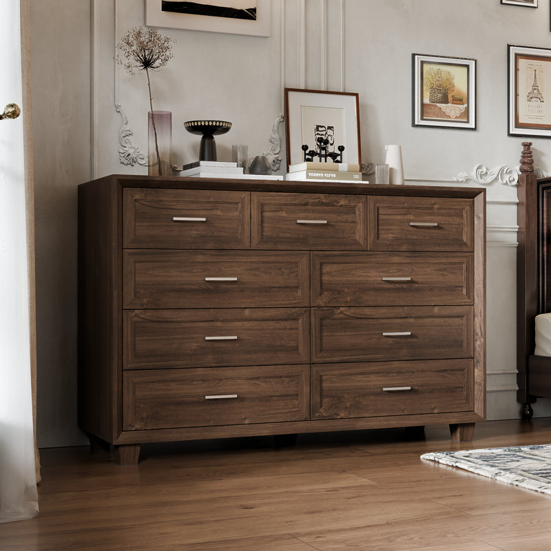 Commode double 9 tiroirs, Brun