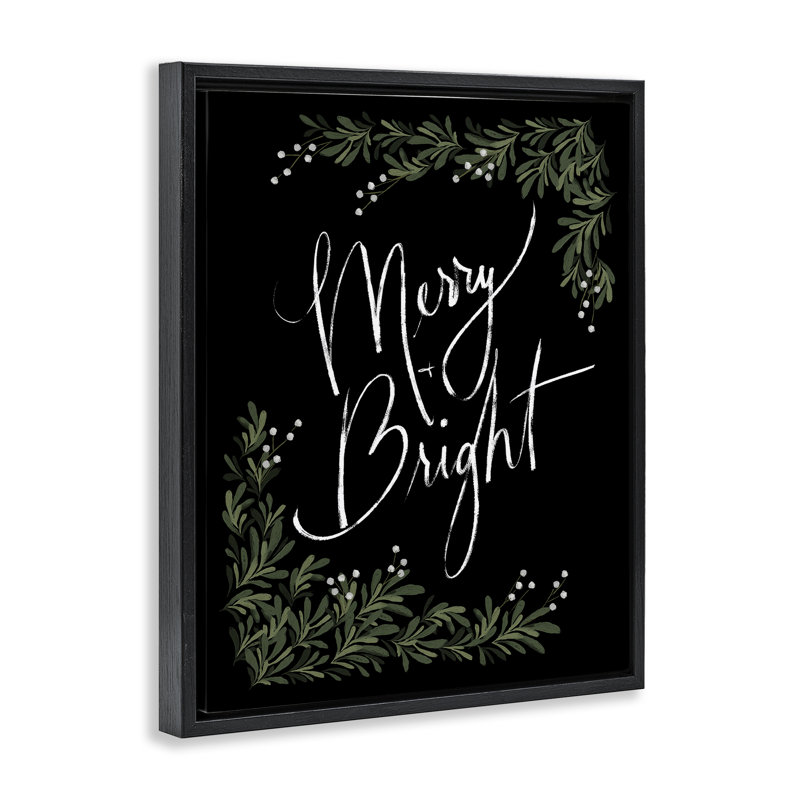 Cadre flottant Minimal Merry & Bright avec Botanicals, design par Dogwood Portfolio, Cadre flottant noir de jais