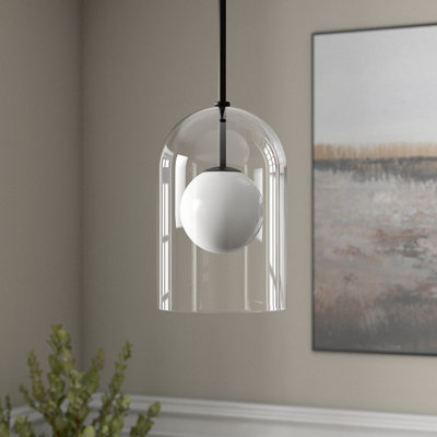 Hiral 8" Wide Double Layer Pendant with Glass Shade