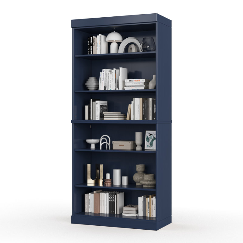 Palace Imports 100% Solid Wood 6-Shelf Bookcase, Adjustable Shelves, 32" Wide, 71.5" Tall, Navy