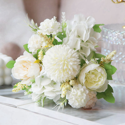2pcs 7 Heads Hydrangea Peony Bouquet Artificial Flowers (Set of 2)