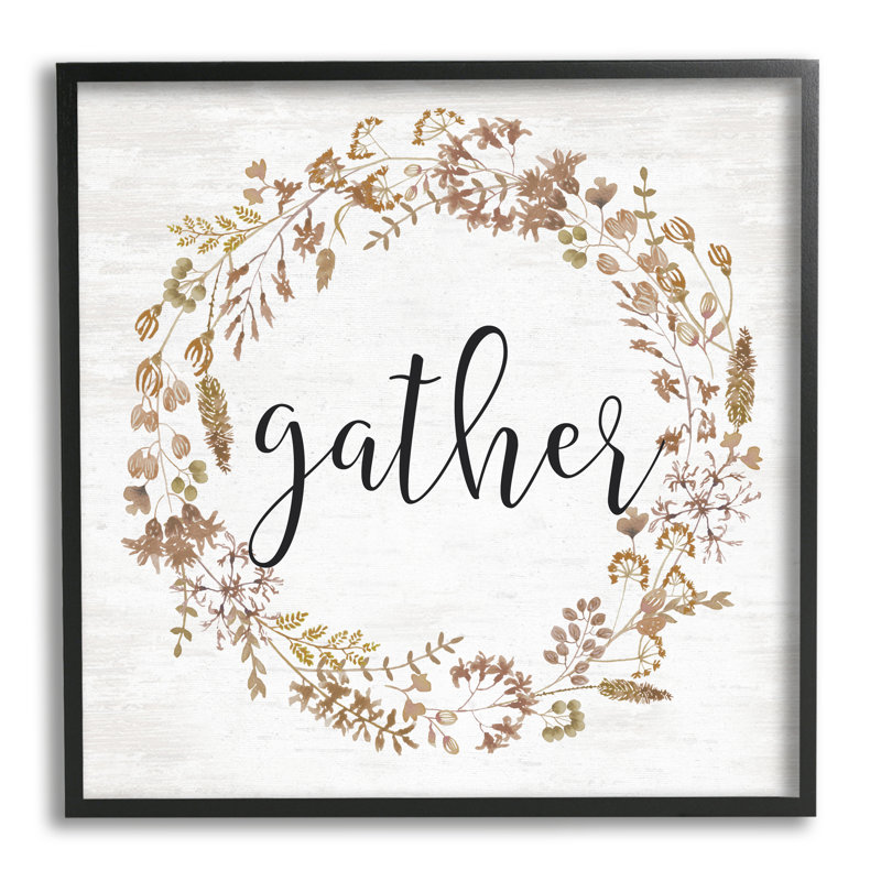 Rustic Gather Script, H 17 po x l 17 po x P 1,5 po, Giclée encadrée noir minuit