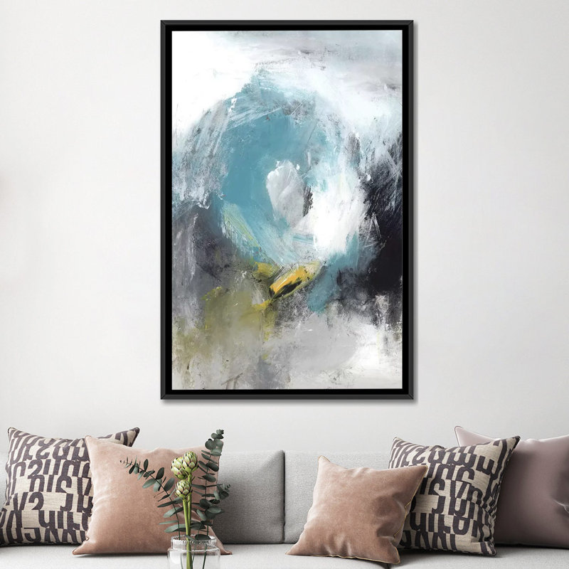 « aquamarine ii », impression sur toile, H 26 po x l 18 po x P 1,5 po, Toile avec cadre noir, Pas de tapis