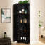 Armoire de rangement noire à 4 niveaux avec 4 portes et 8 portes, armoire-étagère de style campagnard pour la cuisine du salon