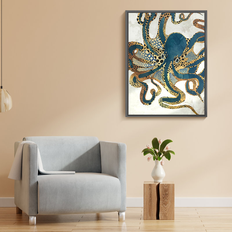 «Marine Animal Octopus», reproduction d'un seul cadre photo sur toile, Noir, H 16 po x l 12 po x P 1,5 po