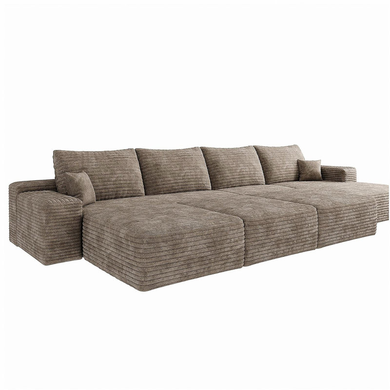 Canapé de 135 po pour canapé modulaire de 6 po, 6 pièces, sans assemblage, chameau (tissu en velours côtelé moelleux)
