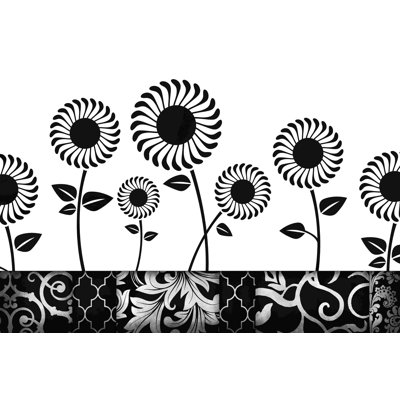 Graphic Flowers  Wrapped Canvas Graphic Art