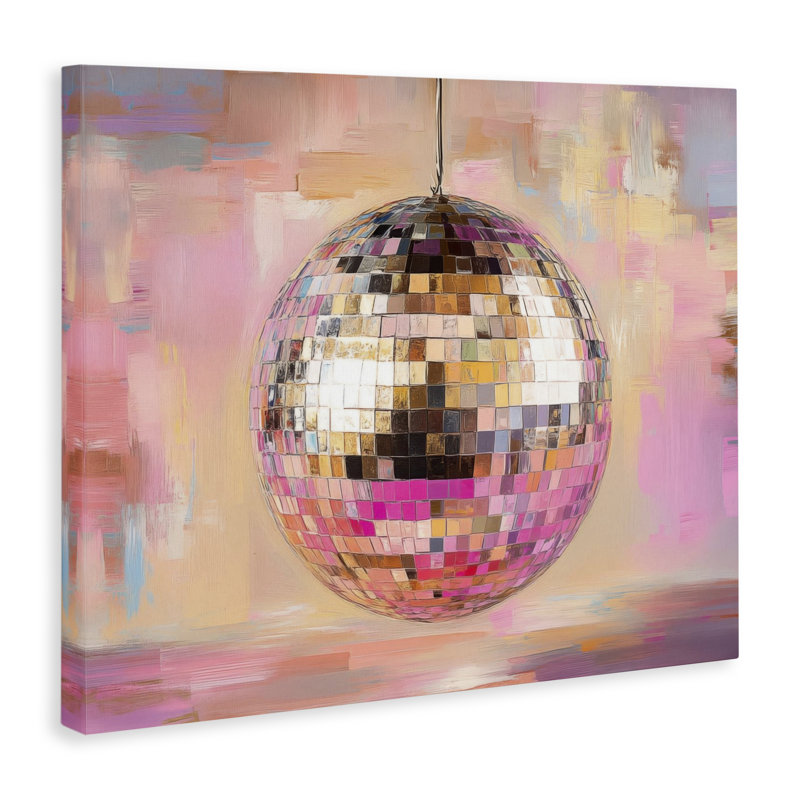 Toile miroitante boule disco, design par Nini Art, H 16 po x l 20 po
