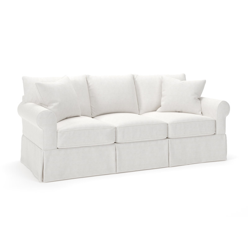 Amari 89'' Slipcovered Sofa, Nomad Snow Crypton® Chenille