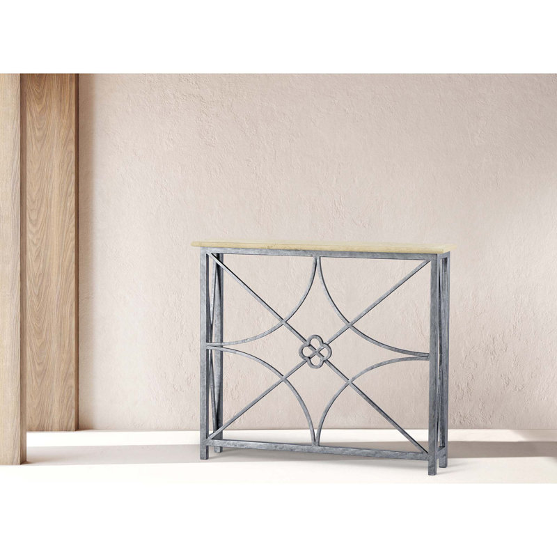 37" Console Table, Royal Silver, Carrera Marble