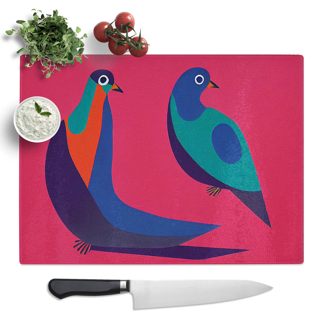 Abstract Pigeon Birds Vol.1  Glass Chopping Board