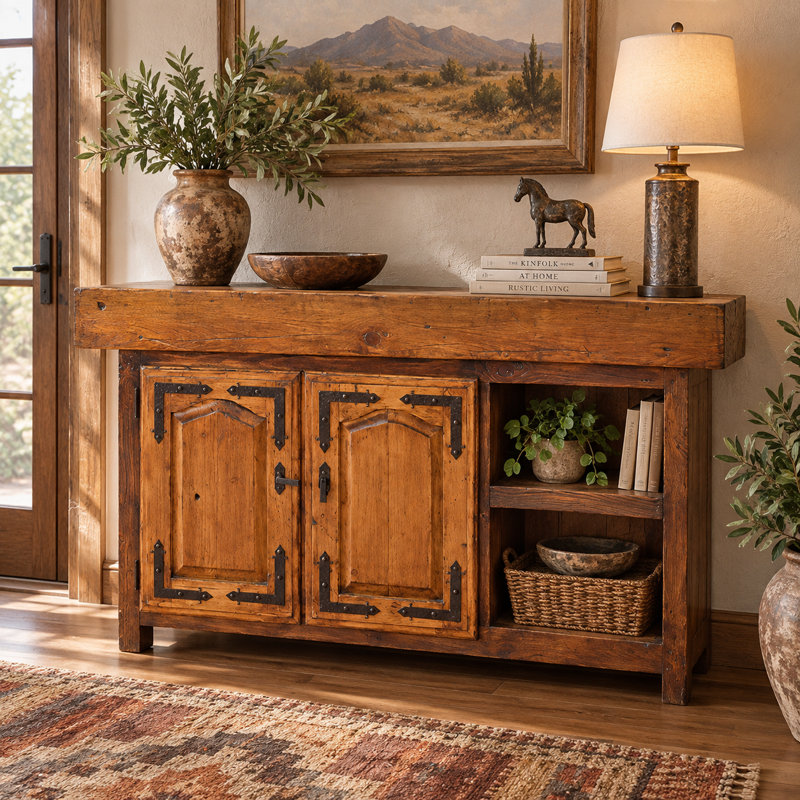 Console de coffre Rancho Forge 62 po Slim en bois massif