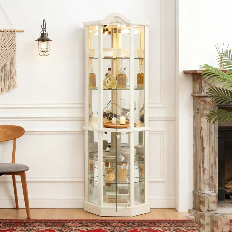 Armoire en verre éclairée, Blanc