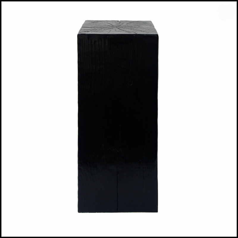 Table de bout en bois à colonne carrée MGO, H33,75, charme rustique pour l'intérieur et l'extérieur, Noir