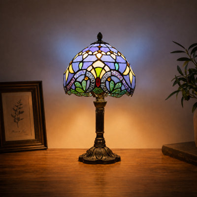 Lampe de table baroque en verre de style Tiffany - base E26 incluse