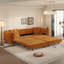 Canapé-lit convertible 3-en-1 de 97,7 po, canapé-lit coulissant à siège profond de 28,4 po, canapé moderne capitonné à boutons, canapé 4 places avec repose-pieds mobile pour appartement, bureau, chambre à coucher, orange