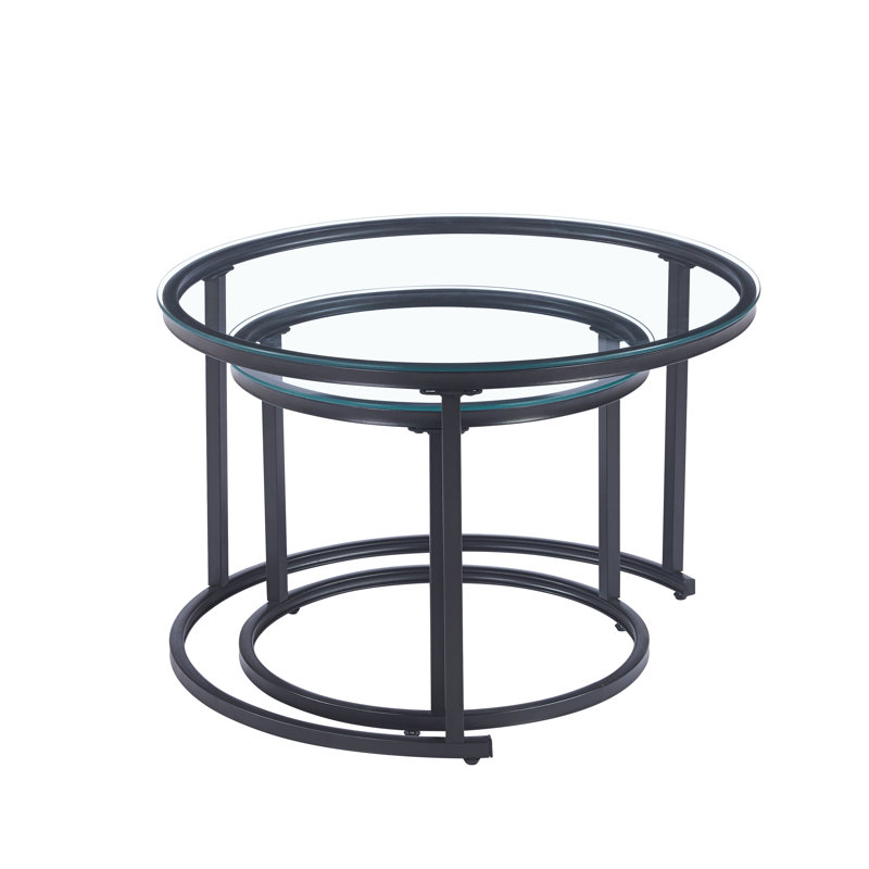 Coffee Table, Clear white glass, Black matt