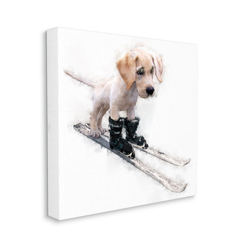 «Au-601-Canvas Puppy Skiing Winter Pet On Canvas» par Kim Curationa, impression, H 17 po x l 17 po x P 1,5 po