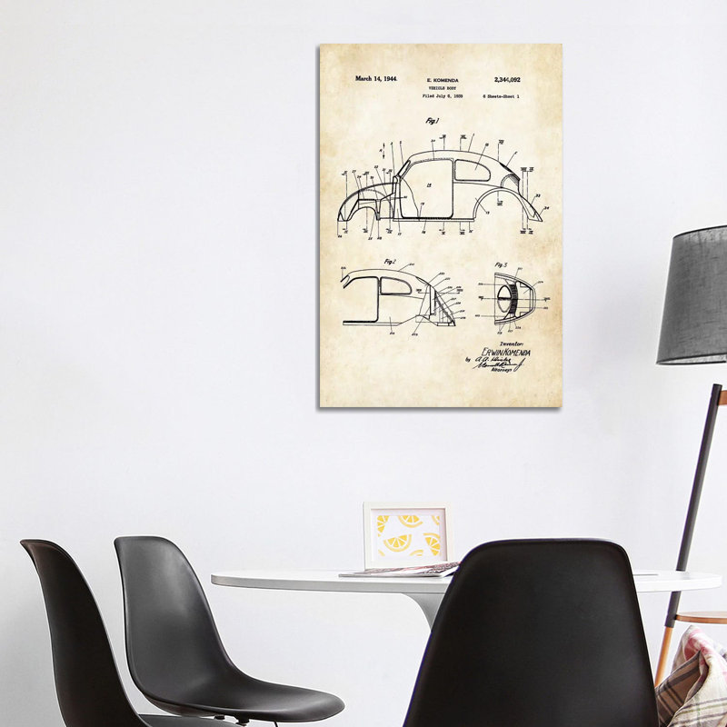 Volkswagen Beetle - Wrapped Canvas Print, 101.6 cm H x 66.04 cm W x 3.175 cm D