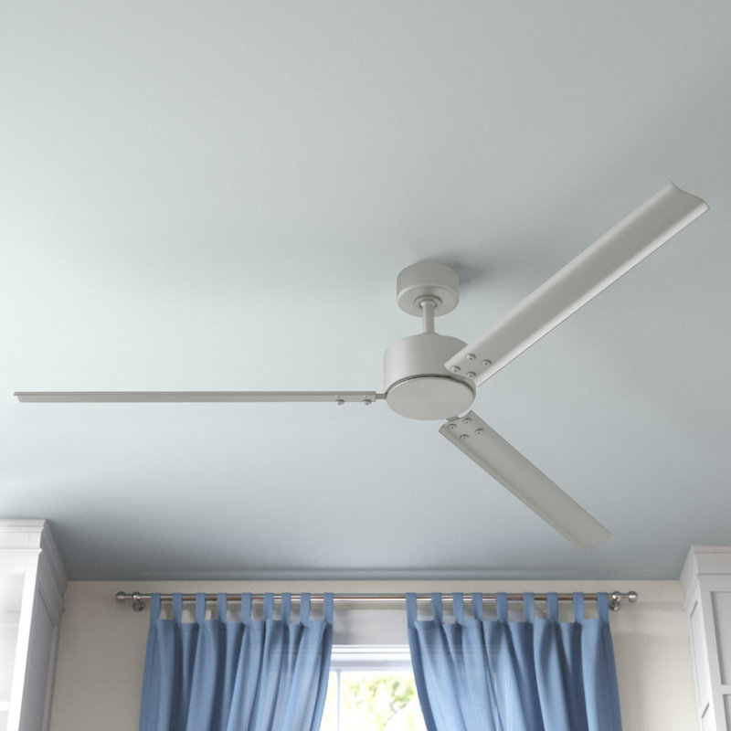 Indy 72" 3 - Blade Outdoor Propeller Ceiling Fan with Wall Control, Brushed Nickel