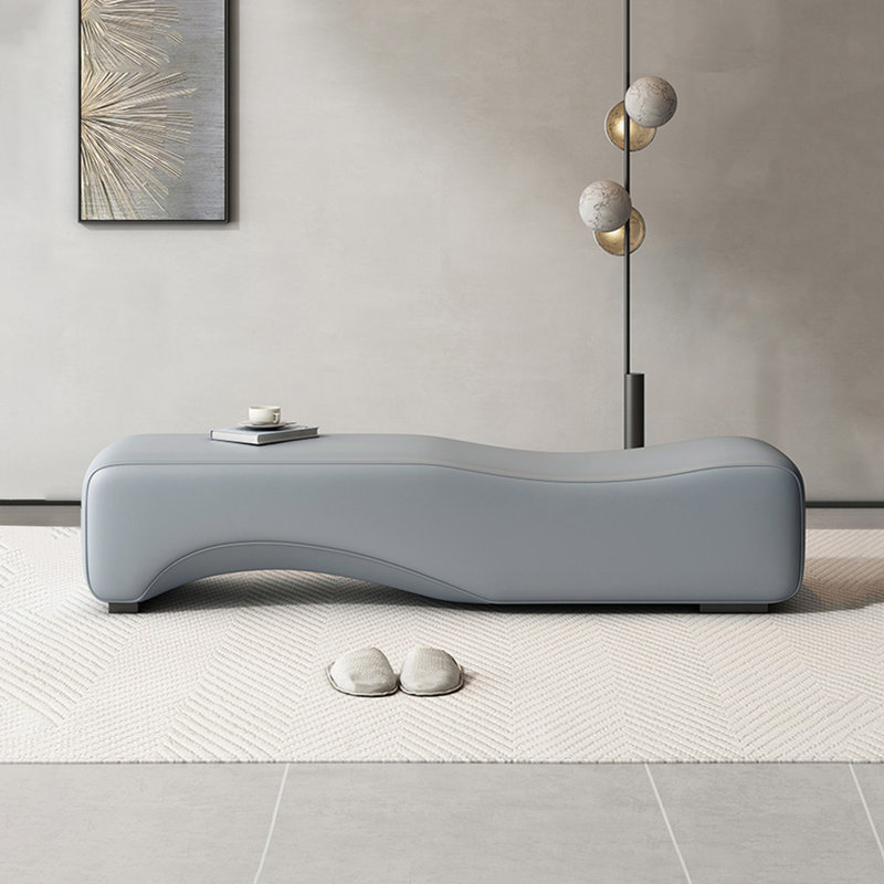 Banc rembourré Jacqueleen, H 17,71 po x l 59,05 po x P 19,68 po, Bleu