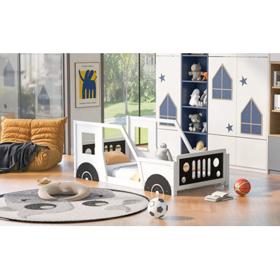 Classic Car-Shaped Platform Bed with Wheels