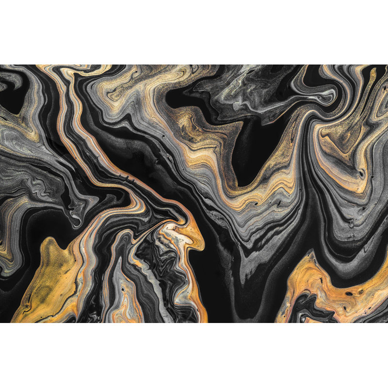 Jakeman Golden And Black Wave - Wrapped Canvas Painting, 51cm H x 76cm W x 3.8cm D