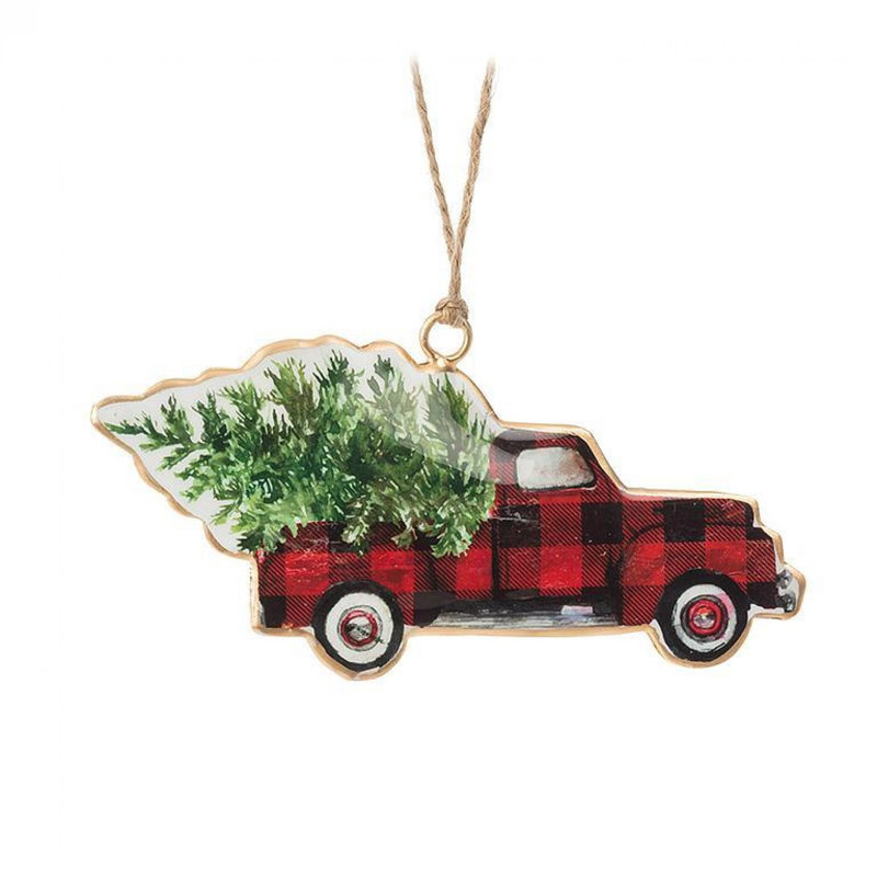 Camion à carreaux Buffalo avec ornement d'arbre