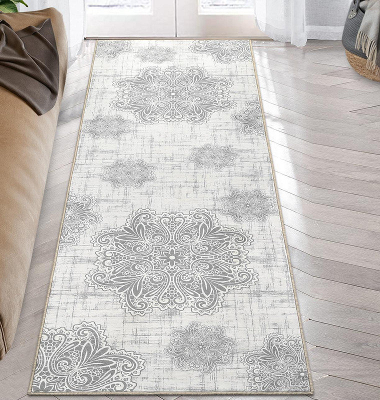 Hadrian Rectangle Area Rug, Grey, Rectangle 80 x 150cm