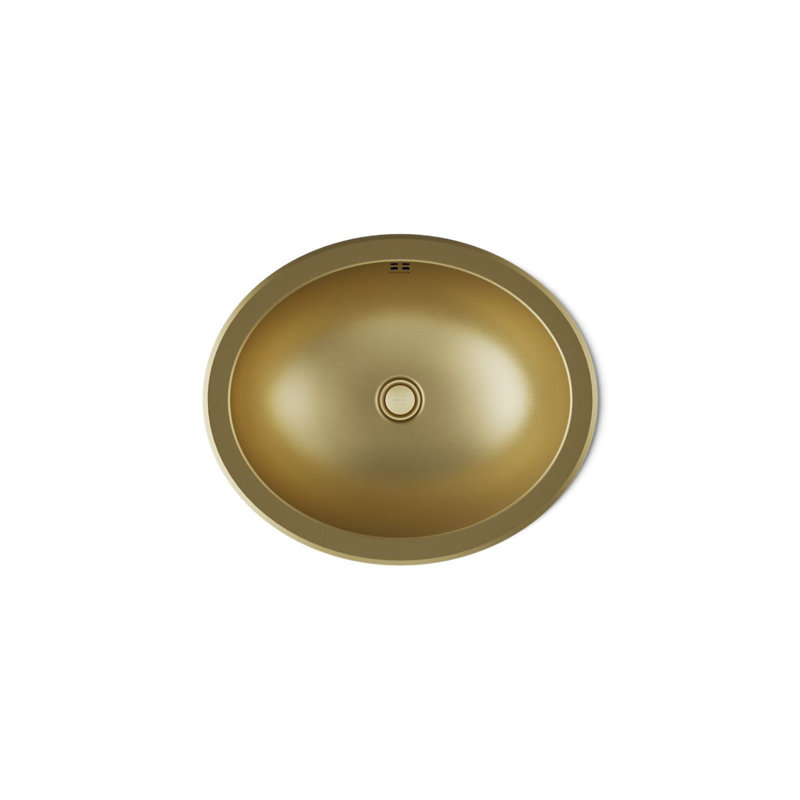 Bachata®20" Oval Drop-In/Undermount Bathroom Sink, No Overflow, Vibrant Brushed Moderne Brass
