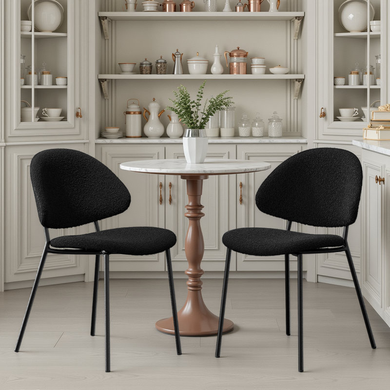 Chaises de salle à manger rembourrées en tissu Boucle, chaises de salle à manger de style Mid-Century moderne (ensemble de 4) - Revêtement Boucle avec structure en métal?